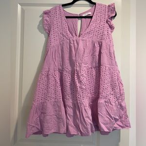 Pink linen dress